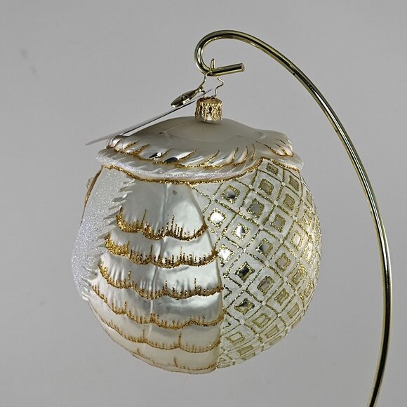 Christopher Radko Wise One White Owl Ornament Glass Christmas Decor Poland - Picture 3 of 9